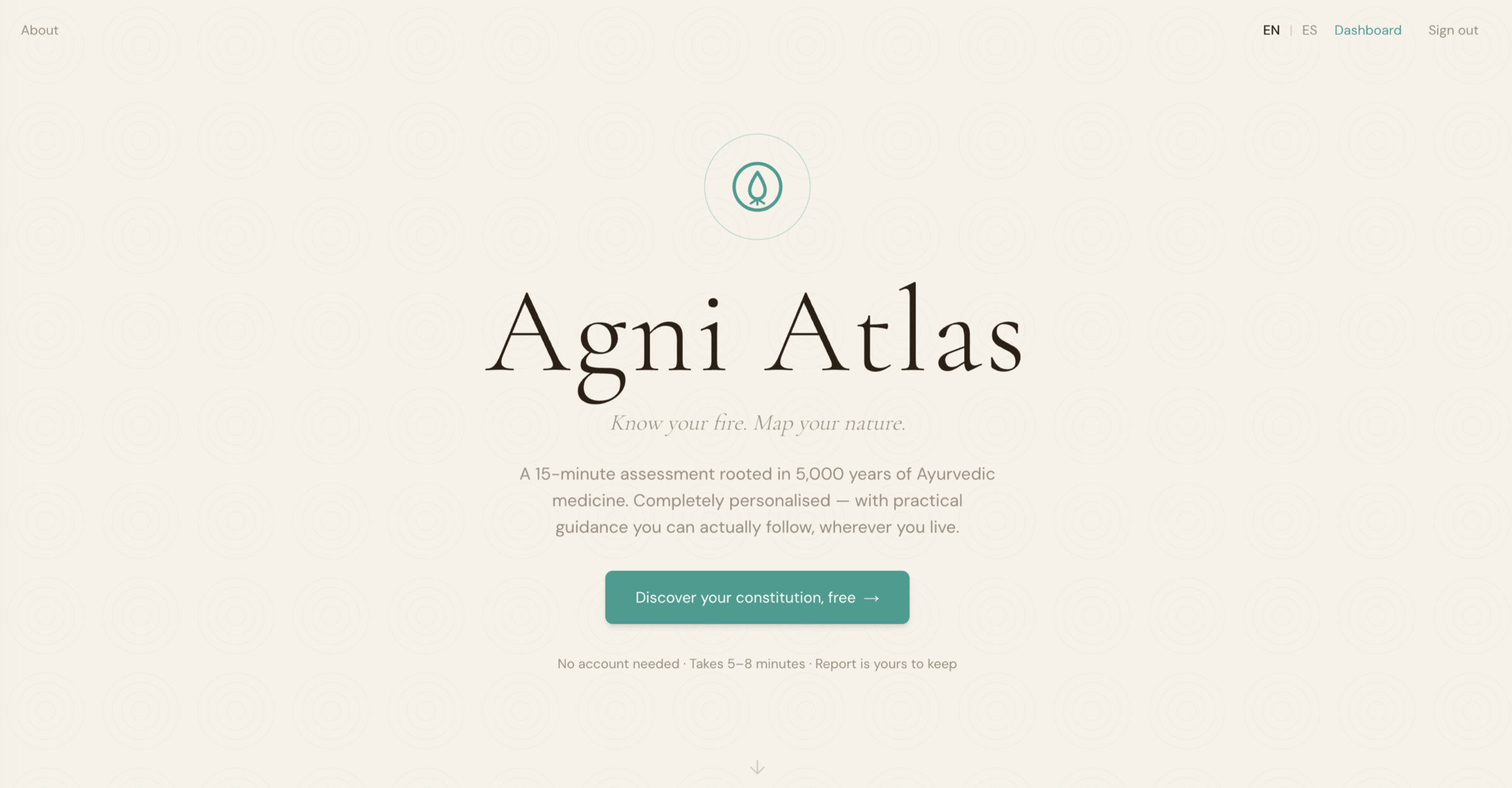 AgniAtlas conversational interface asking questions about constitution and digestion