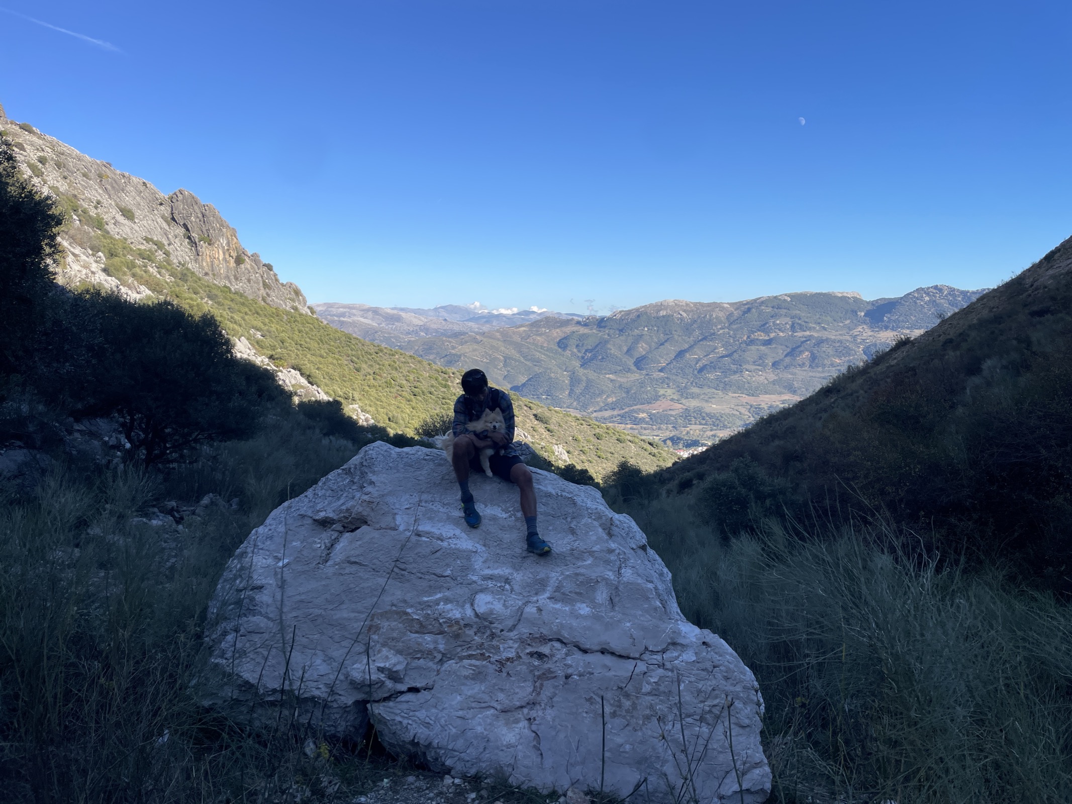 Group of friends on a hike in the mountains near Cortes