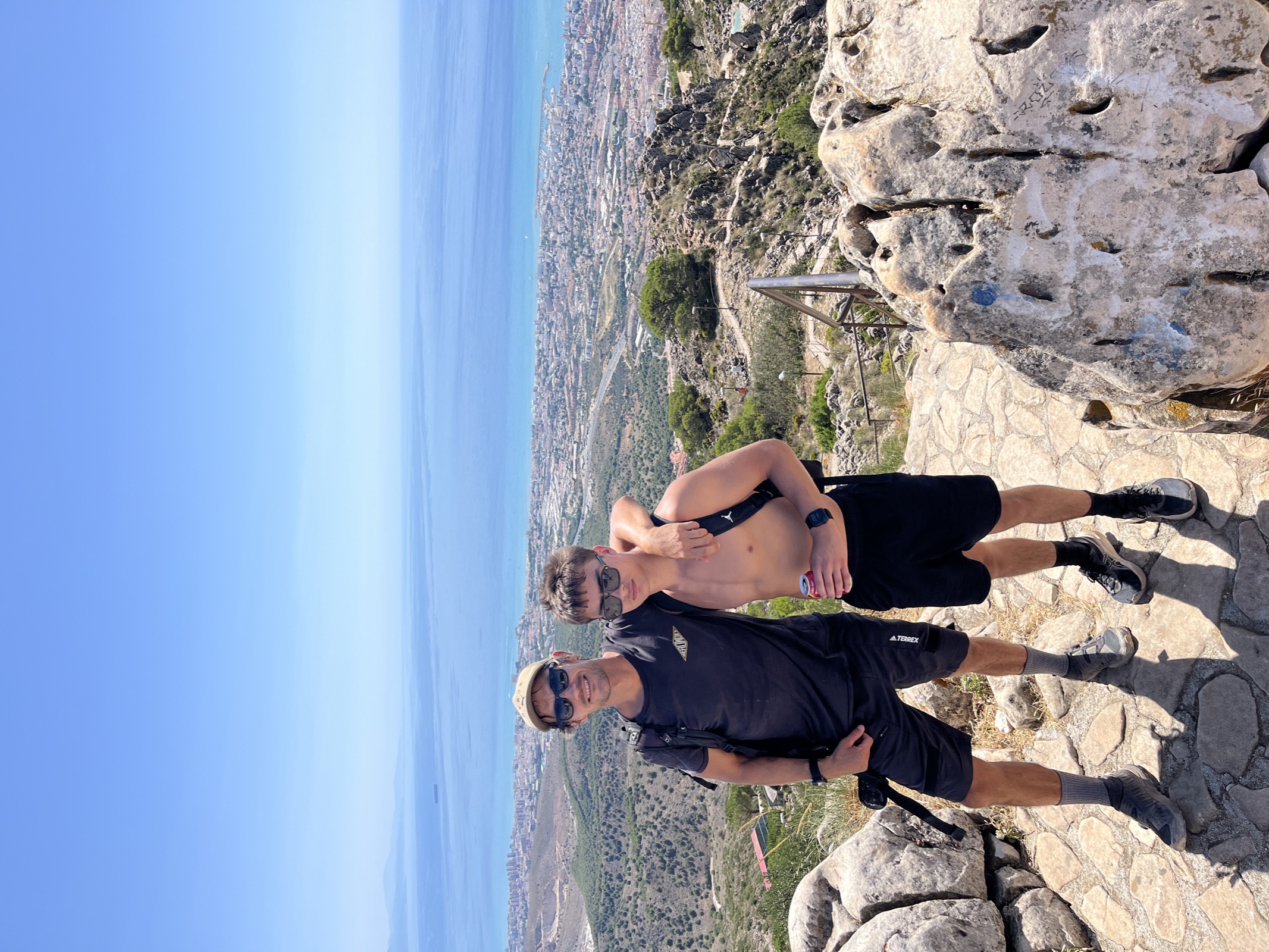 With my son on a mountain summit near Cortes