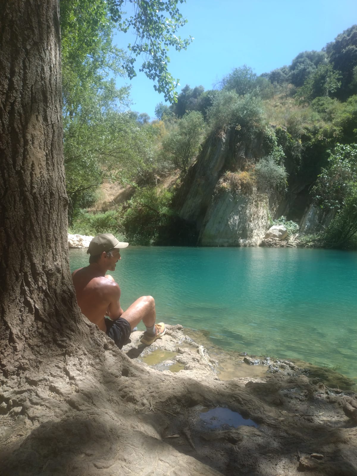 Swimming in a hidden charco in the mountains near Cortes