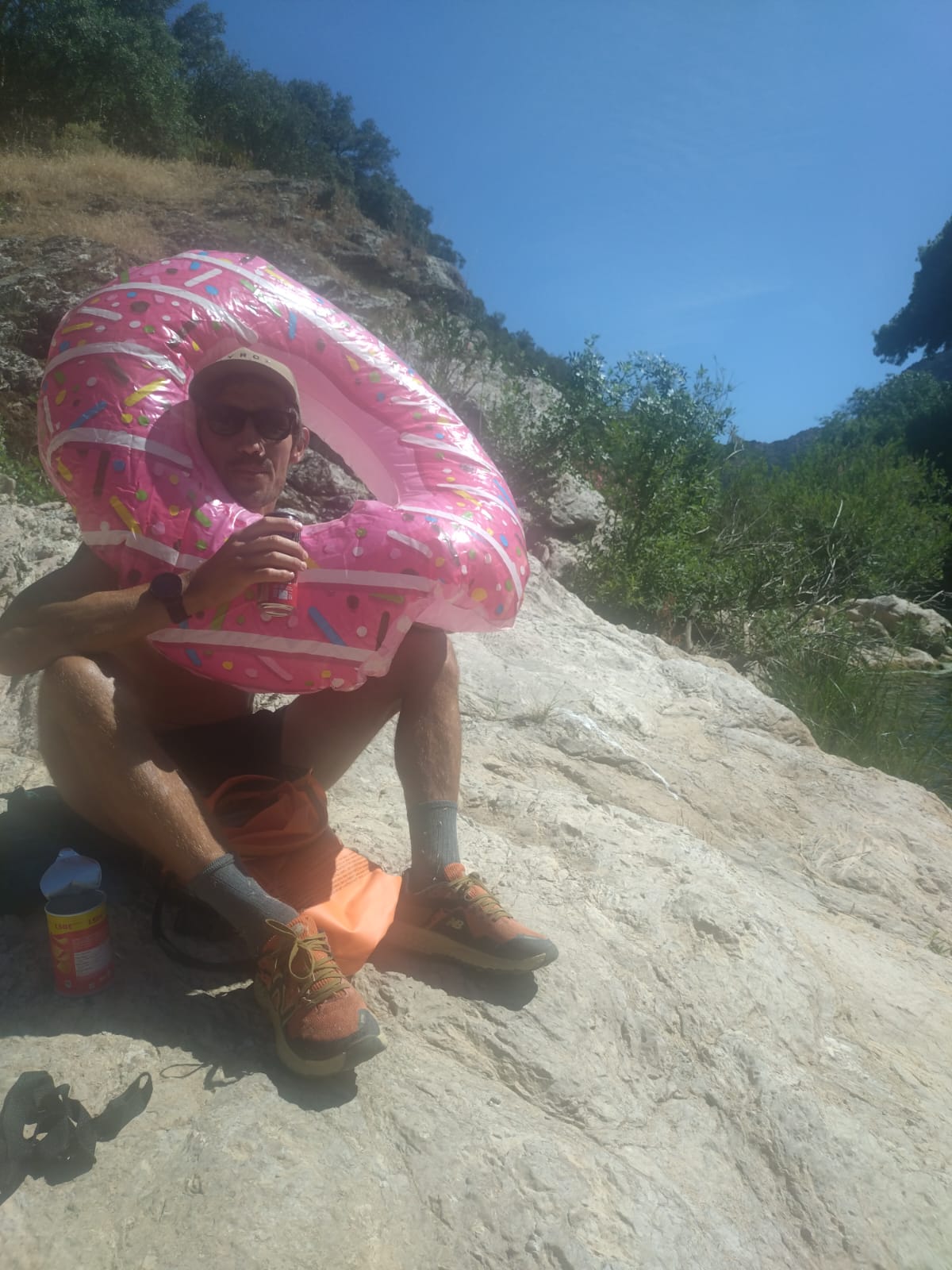 Floating down the Río Guadiaro on inflatable rings