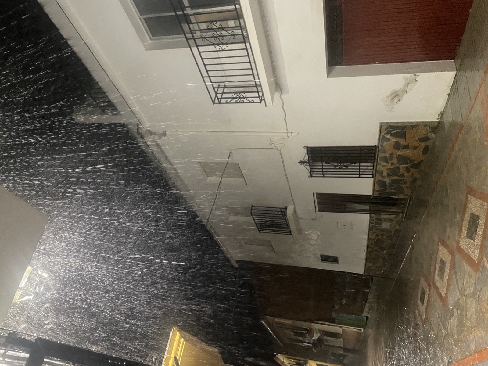 Heavy rain falling on the streets of Cortes de la Frontera
